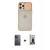 MARSİLYAN™- iPhone 12 Pro Max Kılıf Vadi Çizgi - Siyah Bilvis Hayalet Cam Ekran Koruyucu + Neon Fosforlu Kamera Lens - SI