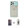 MARSİLYAN™- iPhone 12 Pro Max Kılıf Vadi Çizgi - Siyah Bilvis Hayalet Cam Ekran Koruyucu + Neon Fosforlu Kamera Lens - SI