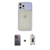 MARSİLYAN™- iPhone 12 Pro Max Kılıf Vadi Çizgi - Siyah Bilvis Hayalet Cam Ekran Koruyucu + Neon Fosforlu Kamera Lens - SI
