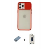 MARSİLYAN™- iPhone 12 Pro Max Kılıf Vadi Çizgi - Siyah Bilvis Hayalet Cam Ekran Koruyucu + Shine Kamera Lens Koruma Cam - GI
