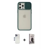 MARSİLYAN™- iPhone 12 Pro Max Kılıf Vadi Çizgi - Siyah Bilvis Hayalet Cam Ekran Koruyucu + Shine Kamera Lens - LT