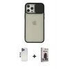 MARSİLYAN™- iPhone 12 Pro Max Kılıf Vadi Çizgi - Siyah Bilvis Hayalet Cam Ekran Koruyucu + Shine Kamera Lens - LT