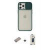 MARSİLYAN™- iPhone 12 Pro Max Kılıf Vadi Çizgi - Siyah Bilvis Hayalet Cam Ekran Koruyucu + Shine Kamera Lens Koruma Cam - SABE