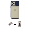 MARSİLYAN™- iPhone 12 Pro Max Kılıf Vadi Çizgi - Siyah Bilvis Hayalet Cam Ekran Koruyucu + Shine Kamera Lens Koruma Cam - SABE