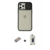 MARSİLYAN™- iPhone 12 Pro Max Kılıf Vadi Çizgi - Siyah Bilvis Hayalet Cam Ekran Koruyucu + Shine Kamera Lens Koruma Cam - SABE