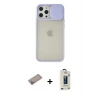 MARSİLYAN™- iPhone 12 Pro Max Kılıf Vadi Çizgi - Siyah Bilvis Hayalet Cam Ekran Koruyucu + Shine Kamera Lens Koruma Cam - SABE