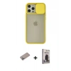 MARSİLYAN™- iPhone 12 Pro Max Kılıf Vadi Çizgi - Siyah Bilvis Hayalet Cam Ekran Koruyucu + Shine Kamera Lens Koruma Cam - SABE