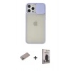 MARSİLYAN™- iPhone 12 Pro Max Kılıf Vadi Çizgi - Siyah Bilvis Hayalet Cam Ekran Koruyucu + Shine Kamera Lens Koruma Cam - SABE