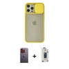 MARSİLYAN™- iPhone 12 Pro Max Kılıf Vadi Çizgi - Siyah Bilvis Hayalet Cam Ekran Koruyucu + Neon Fosforlu Kamera Lens - TU