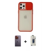 MARSİLYAN™- iPhone 12 Pro Max Kılıf Vadi Çizgi - Siyah Bilvis Hayalet Cam Ekran Koruyucu + Neon Fosforlu Kamera Lens - TU