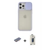 MARSİLYAN™- iPhone 12 Pro Max Kılıf Vadi Çizgi - Siyah Bilvis Hayalet Cam Ekran Koruyucu + Renkli Kamera Lens Koruma Cam - TU