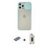 MARSİLYAN™- iPhone 12 Pro Max Kılıf Vadi Çizgi - Siyah Bilvis Hayalet Cam Ekran Koruyucu + Renkli Kamera Lens Koruma Cam - TU