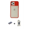 MARSİLYAN™- iPhone 12 Pro Max Kılıf Vadi Çizgi - Siyah Bilvis Hayalet Cam Ekran Koruyucu + Renkli Kamera Lens Koruma Cam - TU