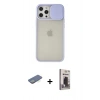 MARSİLYAN™- iPhone 12 Pro Max Kılıf Vadi Çizgi - Siyah Bilvis Hayalet Cam Ekran Koruyucu + Renkli Kamera Lens Koruma Cam - YL