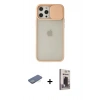 MARSİLYAN™- iPhone 12 Pro Max Kılıf Vadi Çizgi - Siyah Bilvis Hayalet Cam Ekran Koruyucu + Renkli Kamera Lens Koruma Cam - YL