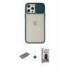 MARSİLYAN™- iPhone 12 Pro Max Kılıf Vadi Çizgi - Siyah Bilvis Hayalet Cam Ekran Koruyucu + Renkli Kamera Lens Koruma Cam - YL
