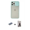 MARSİLYAN™- iPhone 12 Pro Max Kılıf Vadi Çizgi - Siyah Bilvis Hayalet Cam Ekran Koruyucu + Renkli Kamera Lens Koruma Cam - YL