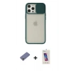 MARSİLYAN™- iPhone 12 Pro Max Kılıf Vadi Çizgi - Siyah Joko 5D Cam + Metal Kamera Lens Koruma Cam - GD