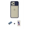 MARSİLYAN™- iPhone 12 Pro Max Kılıf Vadi Çizgi - Siyah Joko 5D Cam + Gold Shine Kamera Lens Koruma Cam
