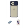 MARSİLYAN™- iPhone 12 Pro Max Kılıf Vadi Çizgi - Siyah Joko 5D Cam + Shine Kamera Lens Koruma Cam - GS