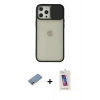 MARSİLYAN™- iPhone 12 Pro Max Kılıf Vadi Çizgi - Siyah Joko 5D Cam + Shine Kamera Lens Koruma Cam - GS