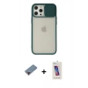 MARSİLYAN™- iPhone 12 Pro Max Kılıf Vadi Çizgi - Siyah Joko 5D Cam + Metal Kamera Lens Koruma Cam - KI