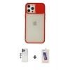 MARSİLYAN™- iPhone 12 Pro Max Kılıf Vadi Çizgi - Siyah Joko 5D Cam + Lacivert Shine Kamera Lens