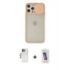 MARSİLYAN™- iPhone 12 Pro Max Kılıf Vadi Çizgi - Siyah Joko 5D Cam + Lacivert Shine Kamera Lens