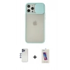 MARSİLYAN™- iPhone 12 Pro Max Kılıf Vadi Çizgi - Siyah Joko 5D Cam + Lacivert Shine Kamera Lens