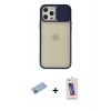 MARSİLYAN™- iPhone 12 Pro Max Kılıf Vadi Çizgi - Siyah Joko 5D Cam + Shine Kamera Lens Koruma Cam - MI