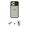 MARSİLYAN™- iPhone 12 Pro Max Kılıf Vadi Çizgi - Siyah Joko 5D Cam + Shine Kamera Lens Koruma Cam - MI