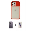 MARSİLYAN™- iPhone 12 Pro Max Kılıf Vadi Çizgi - Siyah Joko 5D Cam + Neon Fosforlu Kamera Lens - BZ