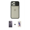 MARSİLYAN™- iPhone 12 Pro Max Kılıf Vadi Çizgi - Siyah Joko 5D Cam + Neon Fosforlu Kamera Lens - BZ