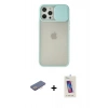 MARSİLYAN™- iPhone 12 Pro Max Kılıf Vadi Çizgi - Siyah Joko 5D Cam + Renkli Kamera Lens Koruma Cam - PE