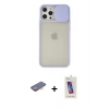 MARSİLYAN™- iPhone 12 Pro Max Kılıf Vadi Çizgi - Siyah Joko 5D Cam + Renkli Kamera Lens Koruma Cam - TU