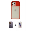 MARSİLYAN™- iPhone 12 Pro Max Kılıf Vadi Çizgi - Siyah Joko 5D Cam + Neon Fosforlu Kamera Lens - SI