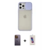 MARSİLYAN™- iPhone 12 Pro Max Kılıf Vadi Çizgi - Siyah Joko 5D Cam + Neon Fosforlu Kamera Lens - SI