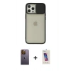 MARSİLYAN™- iPhone 12 Pro Max Kılıf Vadi Çizgi - Siyah Joko 5D Cam + Neon Fosforlu Kamera Lens - SI