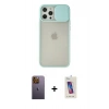 MARSİLYAN™- iPhone 12 Pro Max Kılıf Vadi Çizgi - Siyah Joko 5D Cam + Neon Fosforlu Kamera Lens - SI