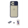 MARSİLYAN™- iPhone 12 Pro Max Kılıf Vadi Çizgi - Siyah Joko 5D Cam + Renkli Kamera Lens Koruma Cam - SI