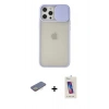 MARSİLYAN™- iPhone 12 Pro Max Kılıf Vadi Çizgi - Siyah Joko 5D Cam + Renkli Kamera Lens Koruma Cam - SI