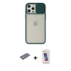 MARSİLYAN™- iPhone 12 Pro Max Kılıf Vadi Çizgi - Siyah Joko 5D Cam + Renkli Kamera Lens Koruma Cam - SI