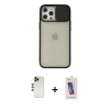 MARSİLYAN™- iPhone 12 Pro Max Kılıf Vadi Çizgi - Siyah Joko 5D Cam + Shine Kamera Lens - GD