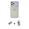MARSİLYAN™- iPhone 12 Pro Max Kılıf Vadi Çizgi - Siyah Joko 5D Cam + Shine Kamera Lens Koruma Cam - PE