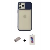 MARSİLYAN™- iPhone 12 Pro Max Kılıf Vadi Çizgi - Siyah Joko 5D Cam + Shine Kamera Lens Koruma Cam - SABE