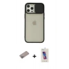MARSİLYAN™- iPhone 12 Pro Max Kılıf Vadi Çizgi - Siyah Joko 5D Cam + Shine Kamera Lens Koruma Cam - SABE