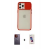 MARSİLYAN™- iPhone 12 Pro Max Kılıf Vadi Çizgi - Siyah Joko 5D Cam + Neon Fosforlu Kamera Lens - TU