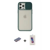 MARSİLYAN™- iPhone 12 Pro Max Kılıf Vadi Çizgi - Siyah Joko 5D Cam + Renkli Kamera Lens Koruma Cam - TU