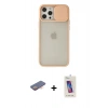 MARSİLYAN™- iPhone 12 Pro Max Kılıf Vadi Çizgi - Siyah Joko 5D Cam + Renkli Kamera Lens Koruma Cam - TU