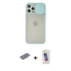 MARSİLYAN™- iPhone 12 Pro Max Kılıf Vadi Çizgi - Siyah Joko 5D Cam + Renkli Kamera Lens Koruma Cam - TU